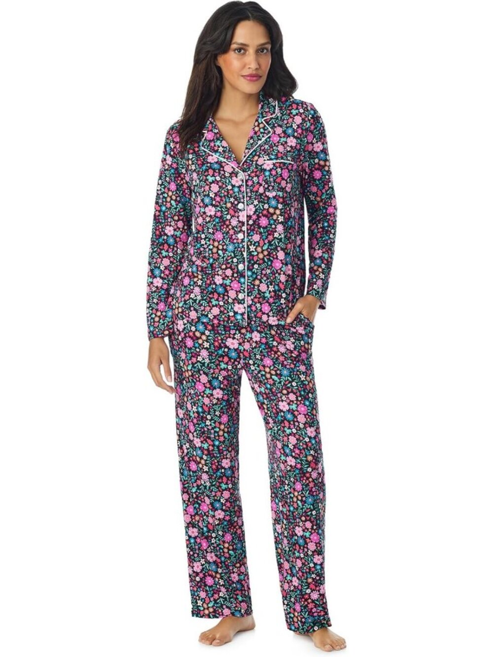 Cozy Long Sleeve Button-Up Matching Pajama Set for Women - 2 Piece PJs